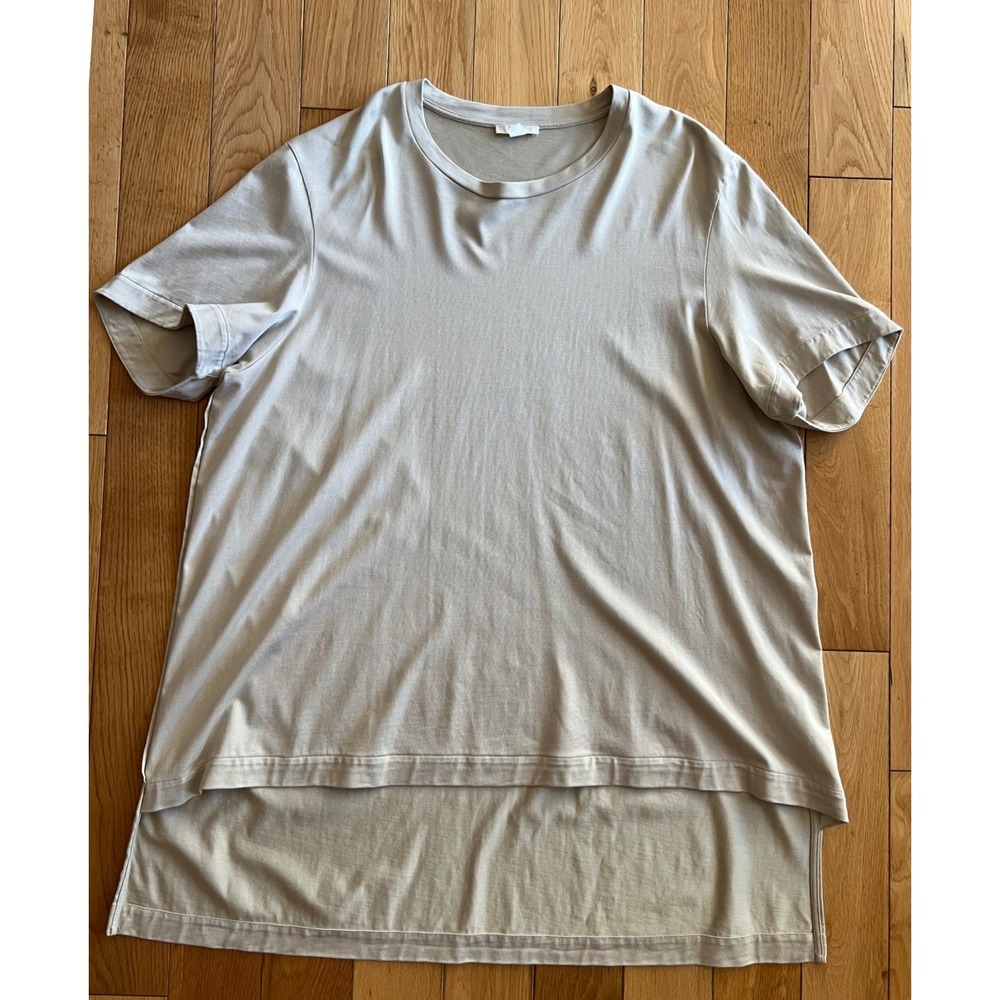 COS Oversized Asymmetric Step Hem Beige Short Sleeve T-Shirt Womens Size L